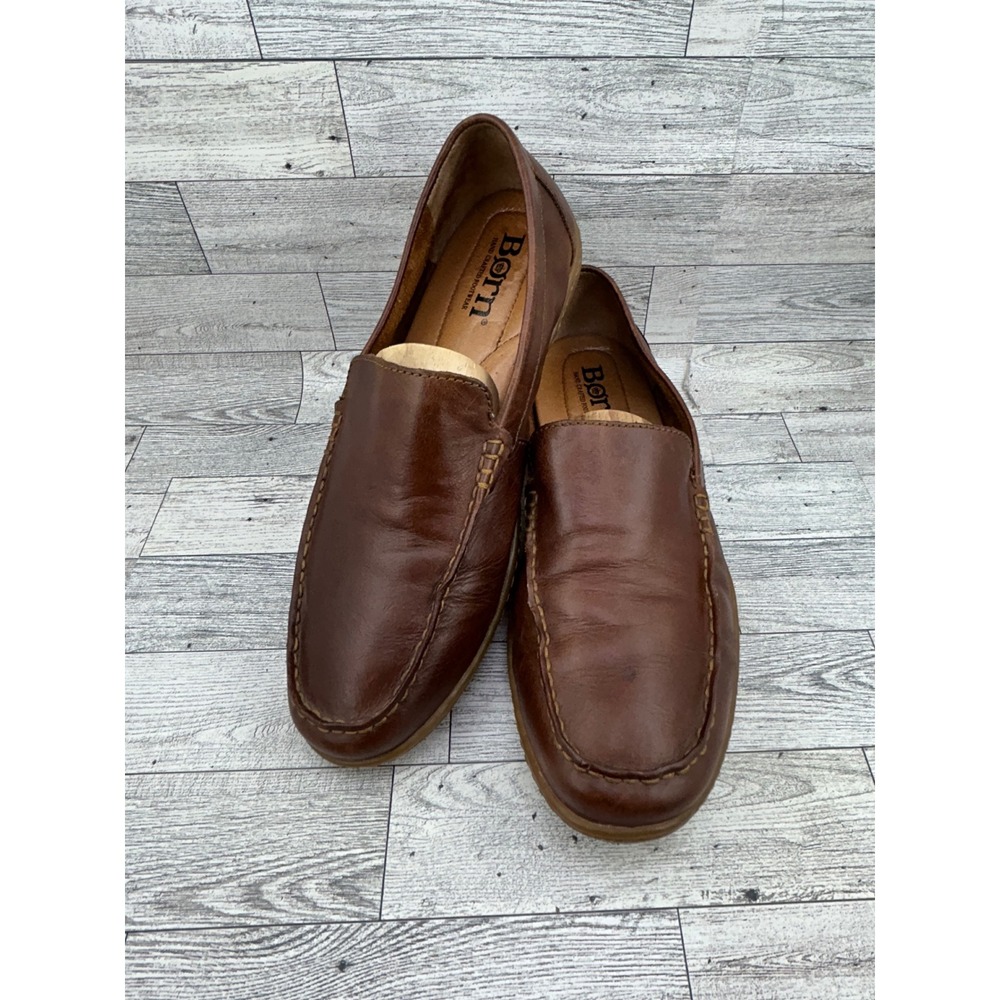 Born Brown Leather Slip-On Loafers